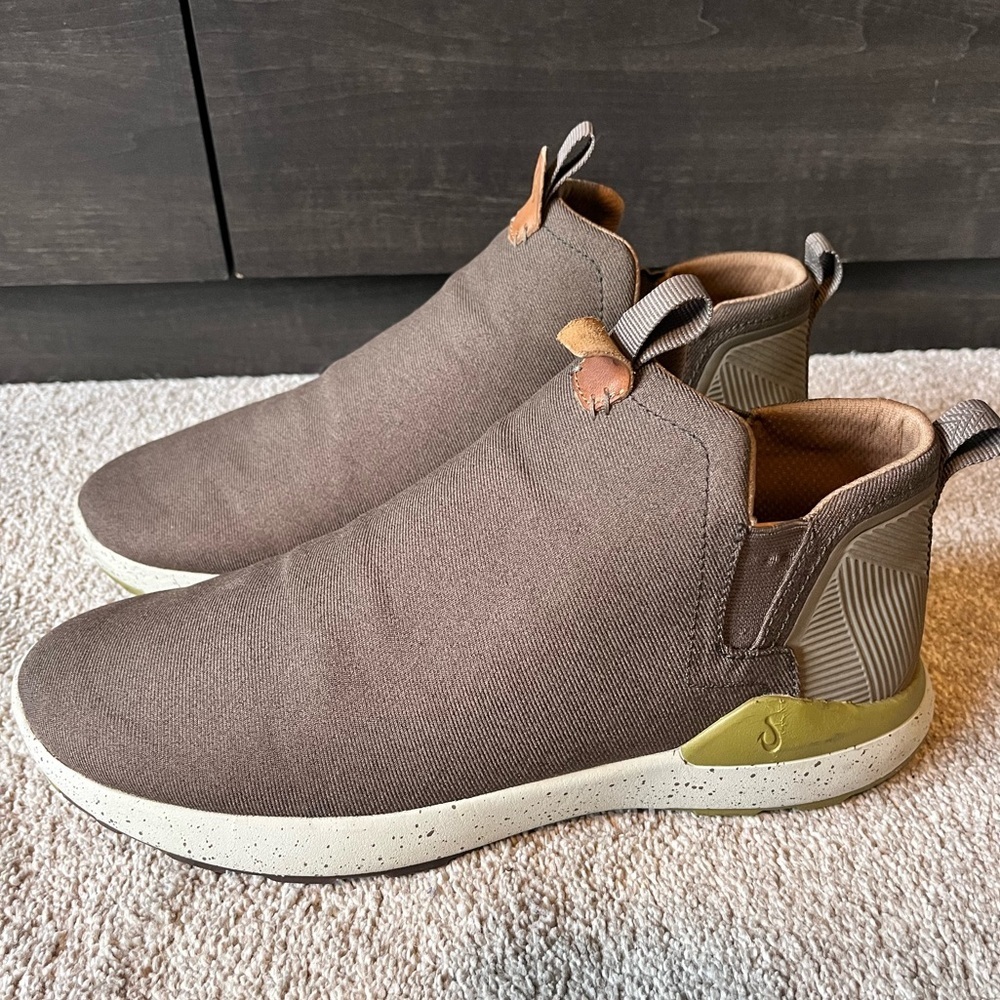 OluKai Brown Slip-On Casual Loafers with Cream Speckled Sole